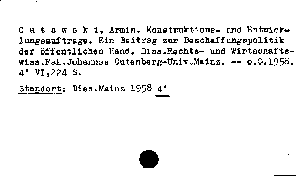 [Katalogkarte Dissertationenkatalog bis 1980]
