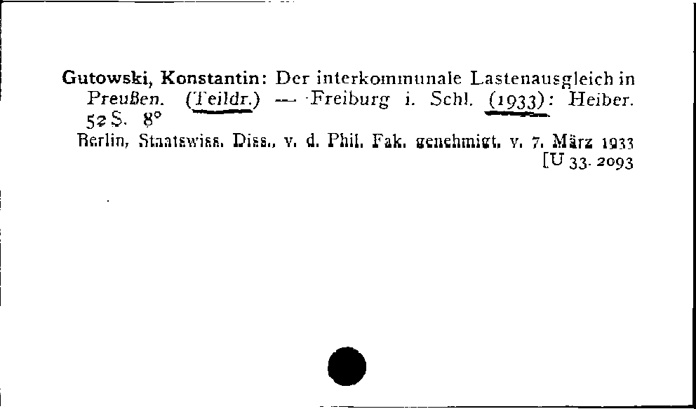[Katalogkarte Dissertationenkatalog bis 1980]