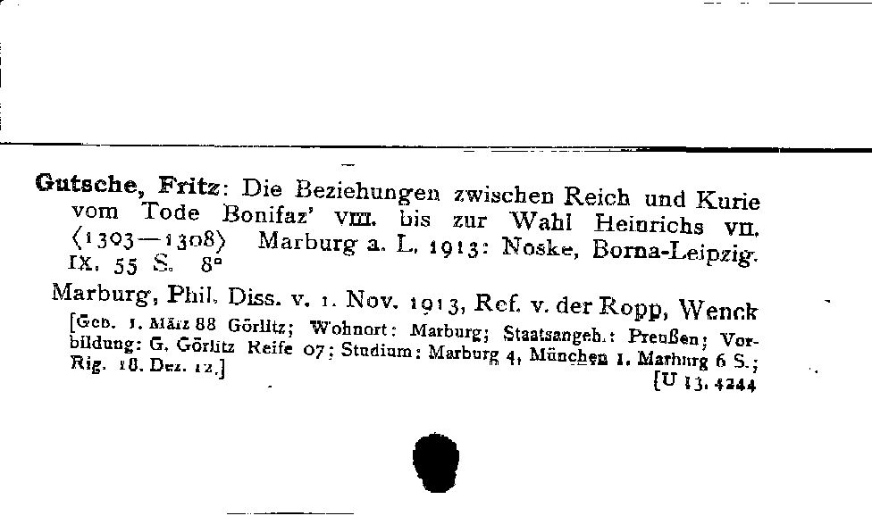 [Katalogkarte Dissertationenkatalog bis 1980]