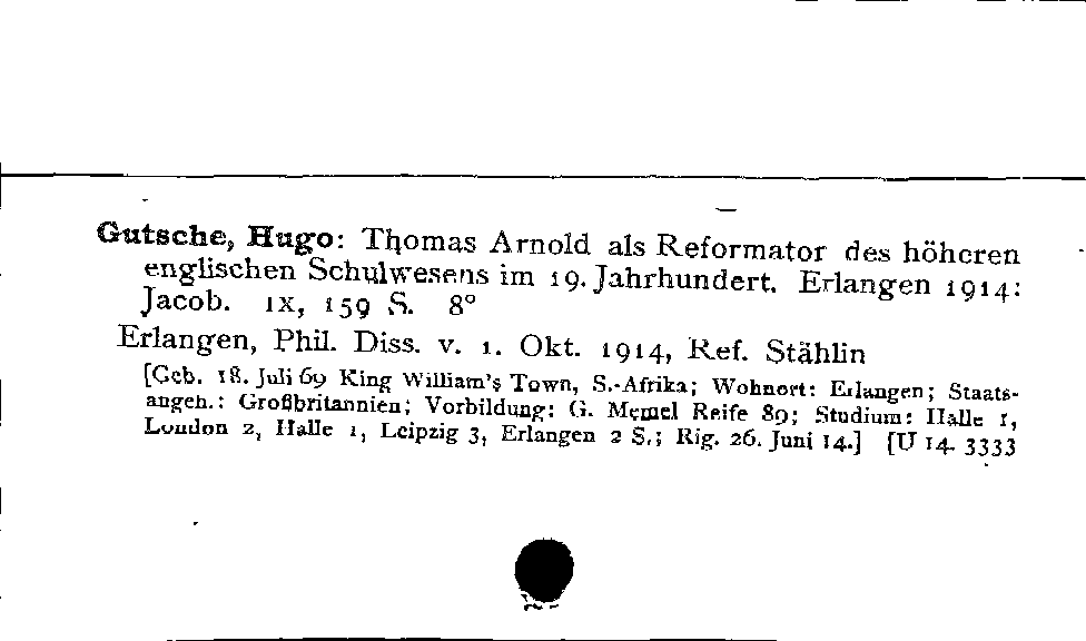 [Katalogkarte Dissertationenkatalog bis 1980]