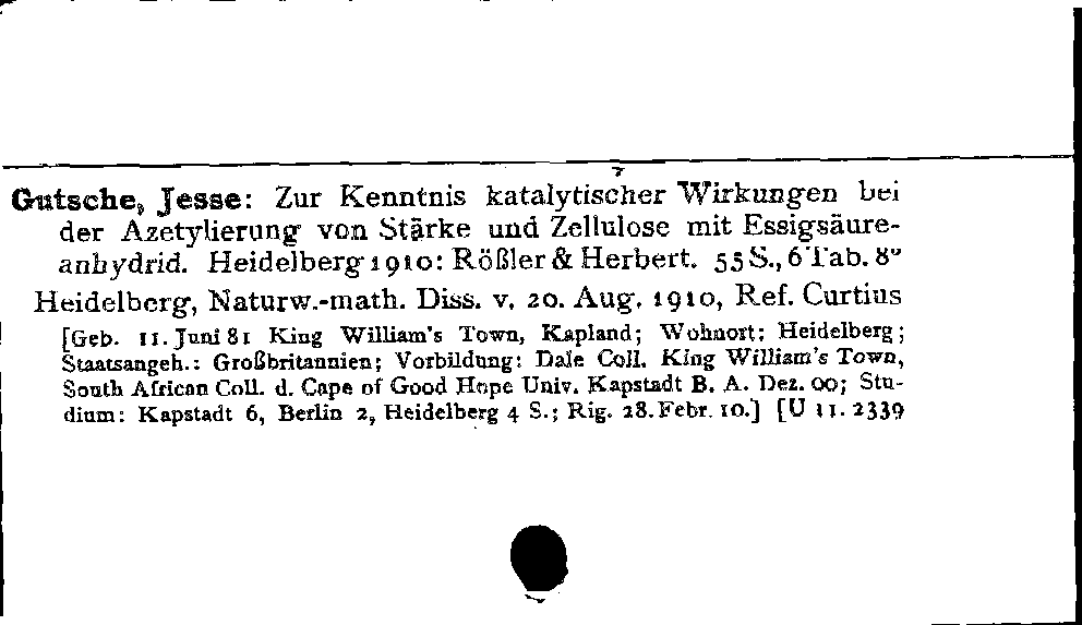 [Katalogkarte Dissertationenkatalog bis 1980]