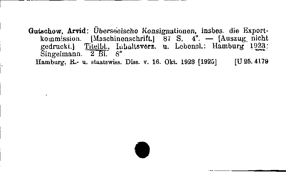 [Katalogkarte Dissertationenkatalog bis 1980]