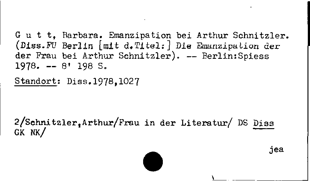 [Katalogkarte Dissertationenkatalog bis 1980]