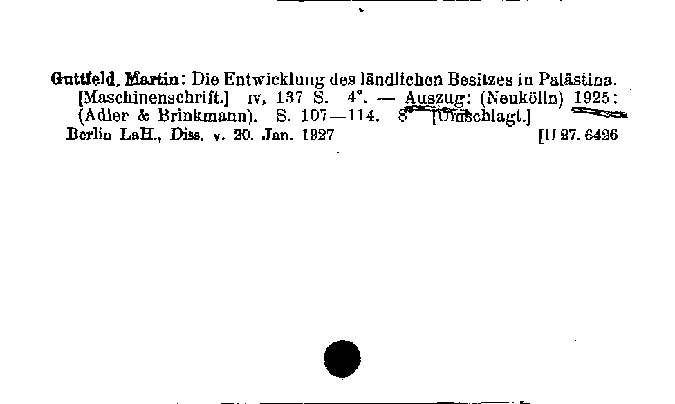 [Katalogkarte Dissertationenkatalog bis 1980]