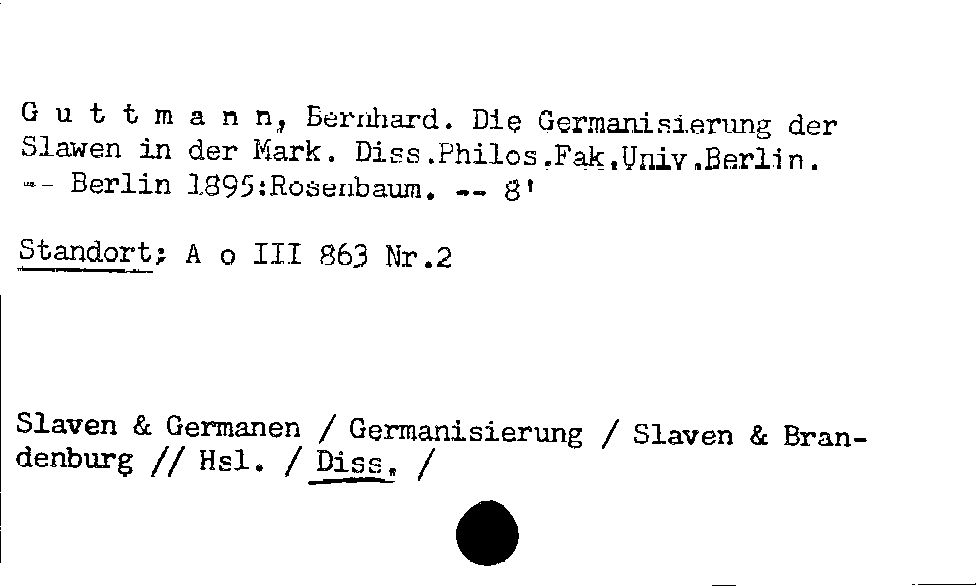 [Katalogkarte Dissertationenkatalog bis 1980]