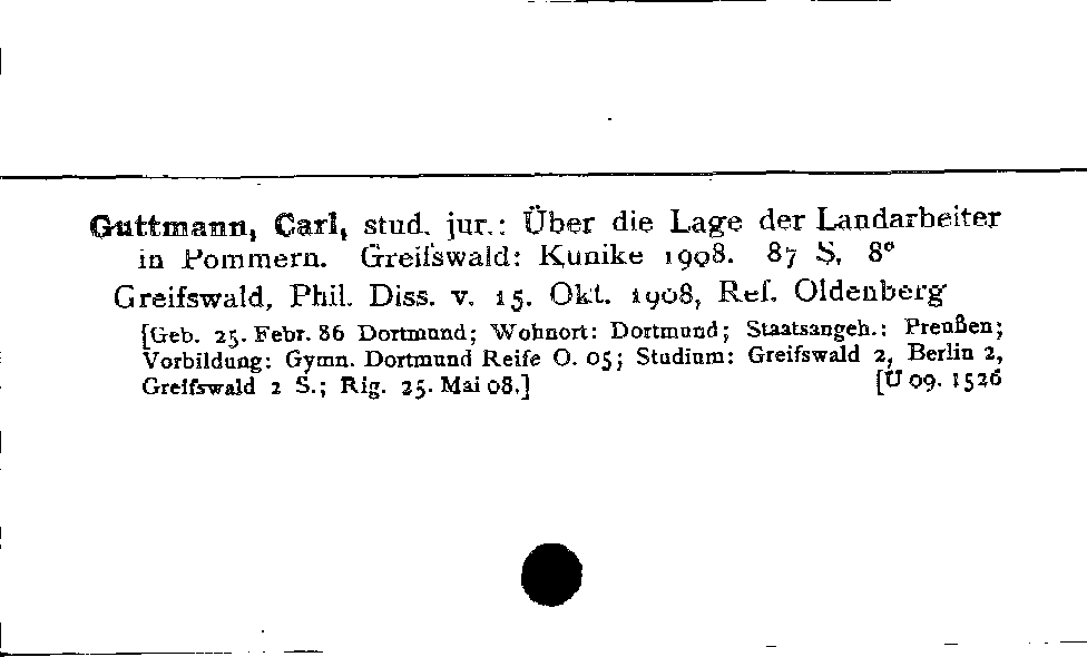 [Katalogkarte Dissertationenkatalog bis 1980]