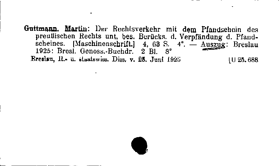 [Katalogkarte Dissertationenkatalog bis 1980]