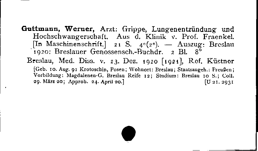 [Katalogkarte Dissertationenkatalog bis 1980]
