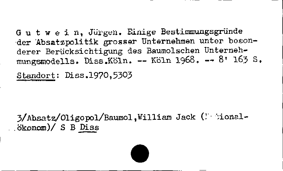 [Katalogkarte Dissertationenkatalog bis 1980]