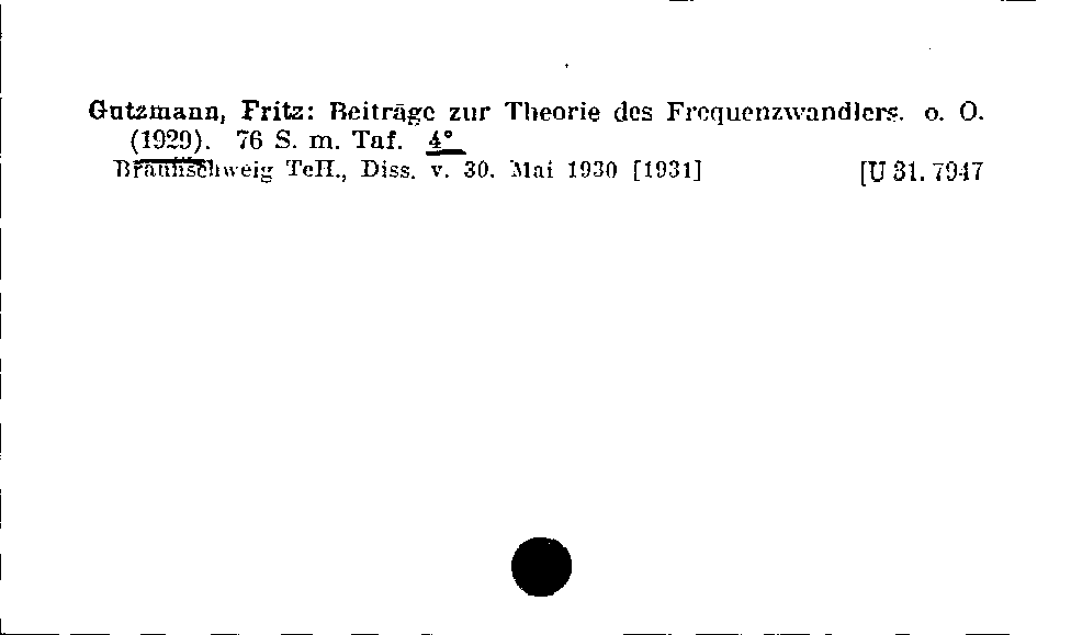 [Katalogkarte Dissertationenkatalog bis 1980]