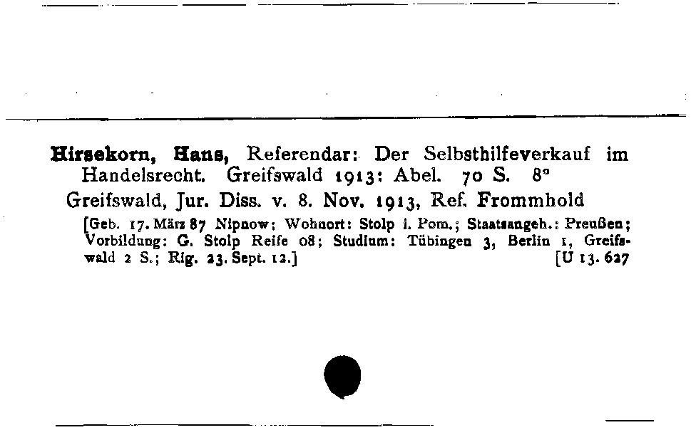[Katalogkarte Dissertationenkatalog bis 1980]