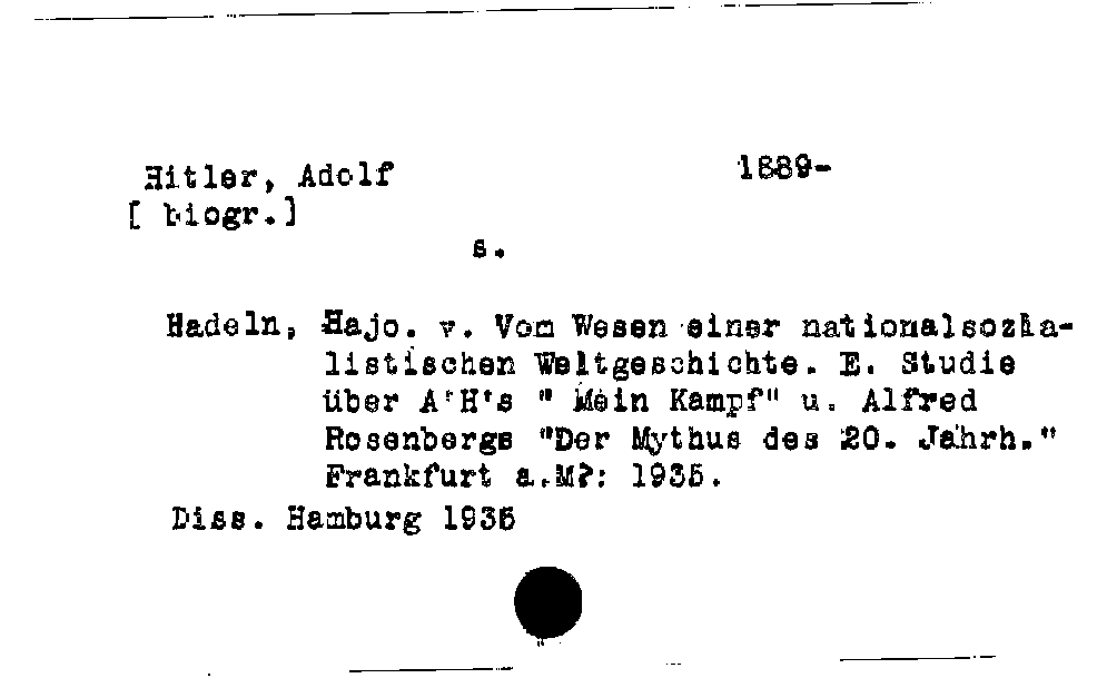 [Katalogkarte Dissertationenkatalog bis 1980]