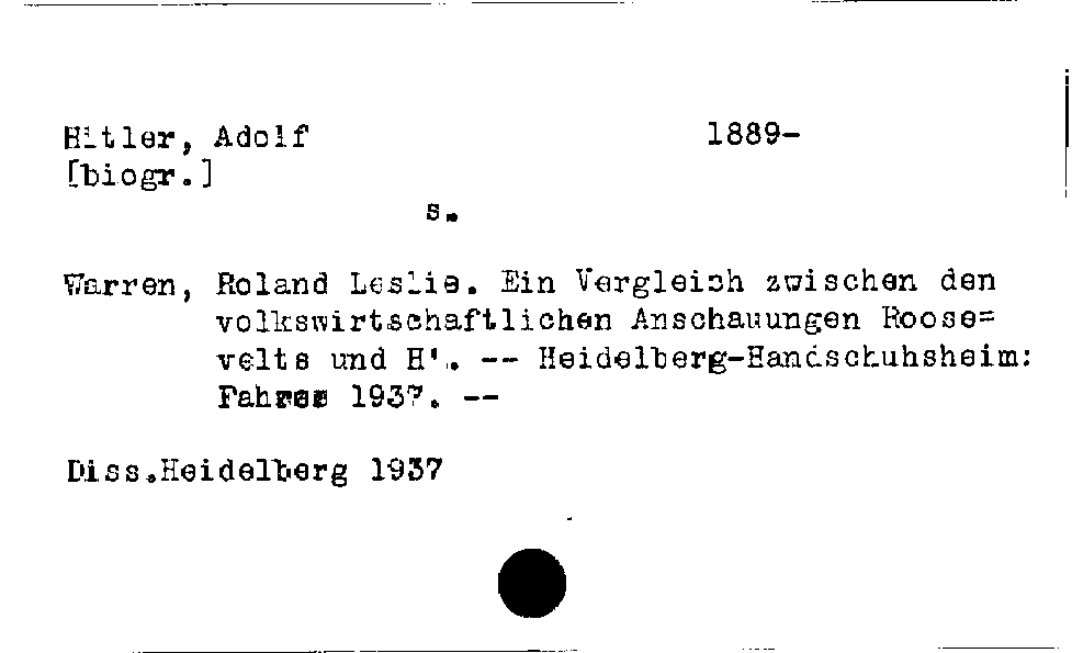 [Katalogkarte Dissertationenkatalog bis 1980]