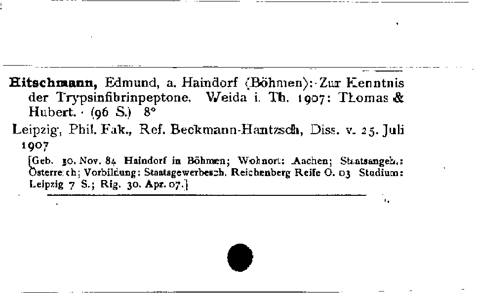 [Katalogkarte Dissertationenkatalog bis 1980]