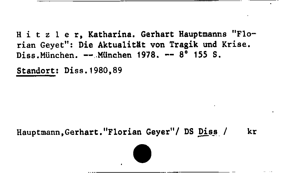 [Katalogkarte Dissertationenkatalog bis 1980]