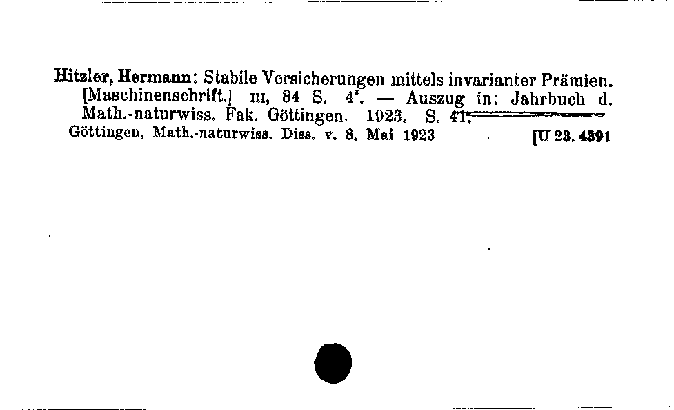 [Katalogkarte Dissertationenkatalog bis 1980]
