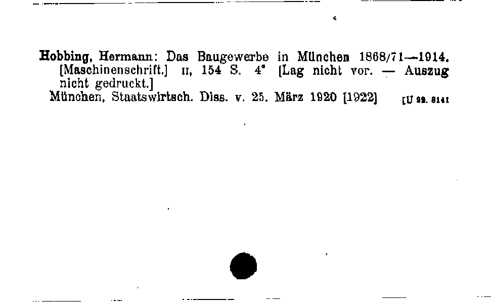 [Katalogkarte Dissertationenkatalog bis 1980]