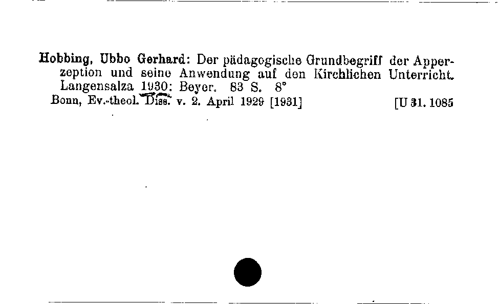 [Katalogkarte Dissertationenkatalog bis 1980]