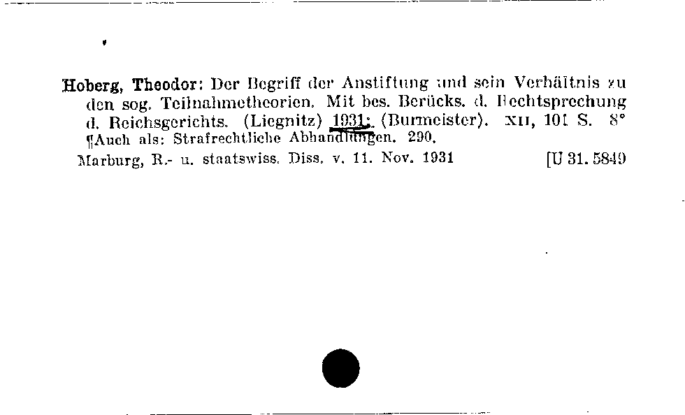 [Katalogkarte Dissertationenkatalog bis 1980]
