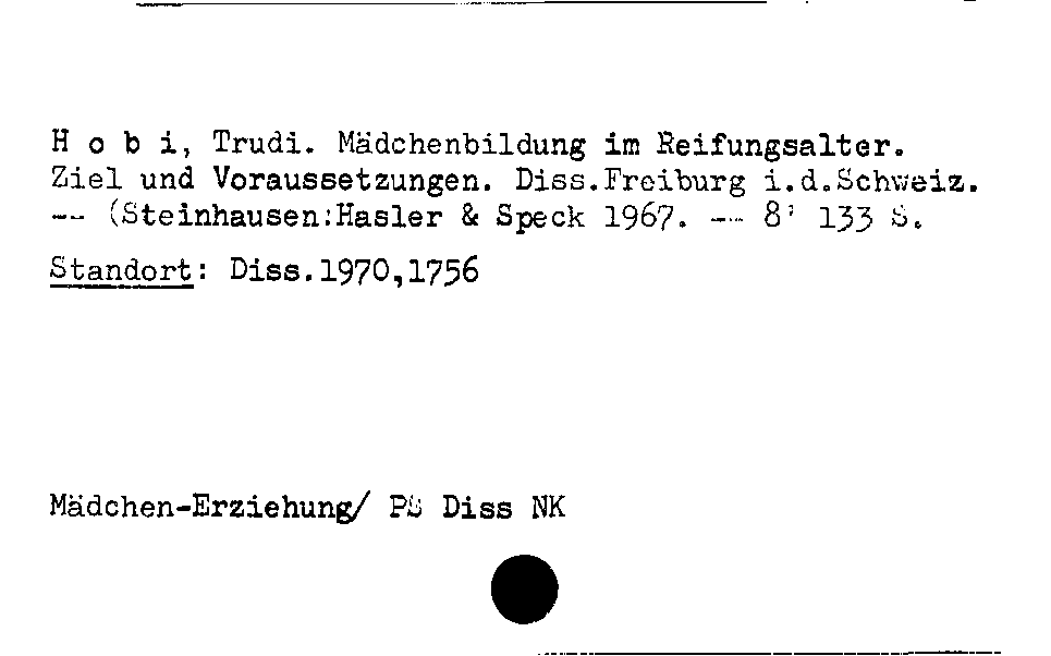 [Katalogkarte Dissertationenkatalog bis 1980]
