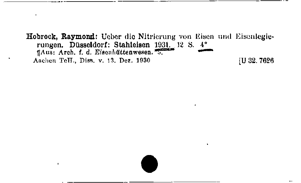 [Katalogkarte Dissertationenkatalog bis 1980]