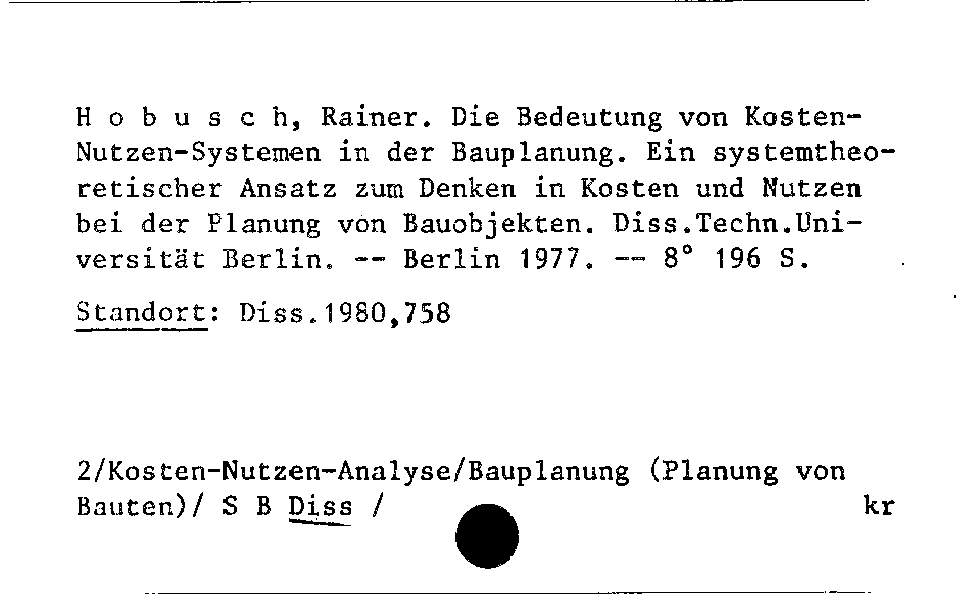 [Katalogkarte Dissertationenkatalog bis 1980]