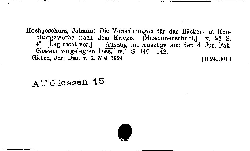 [Katalogkarte Dissertationenkatalog bis 1980]