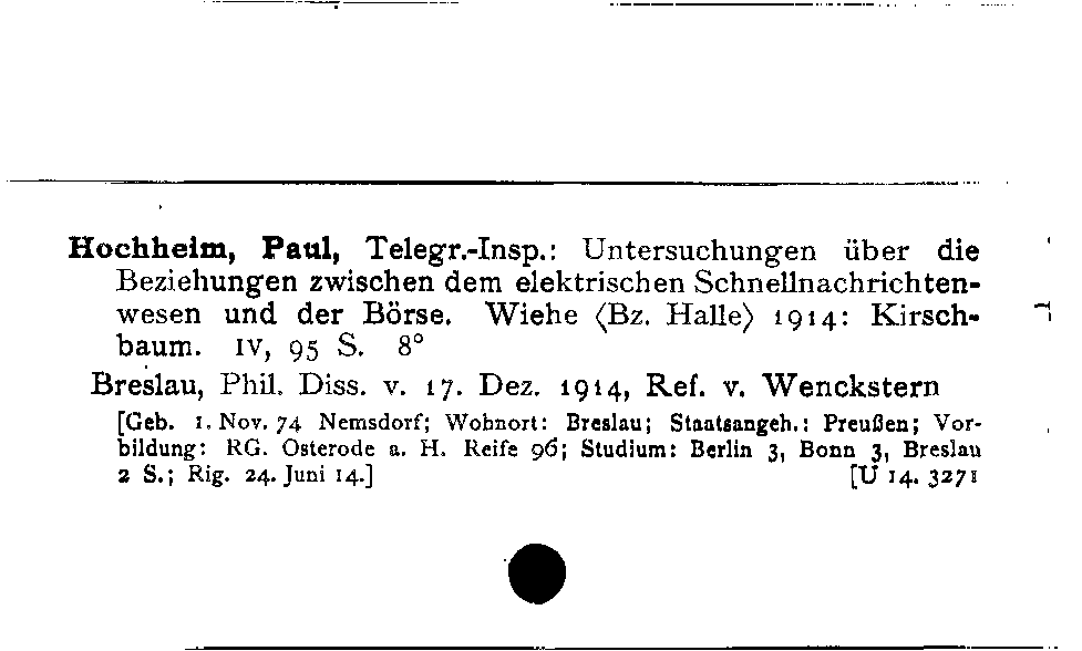 [Katalogkarte Dissertationenkatalog bis 1980]
