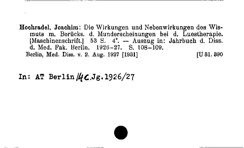 [Katalogkarte Dissertationenkatalog bis 1980]