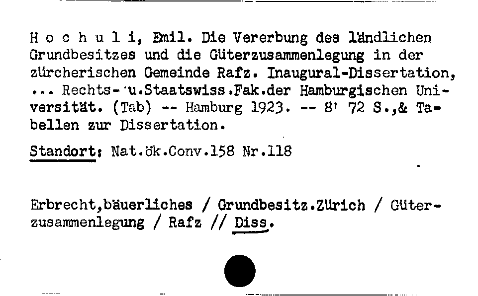 [Katalogkarte Dissertationenkatalog bis 1980]