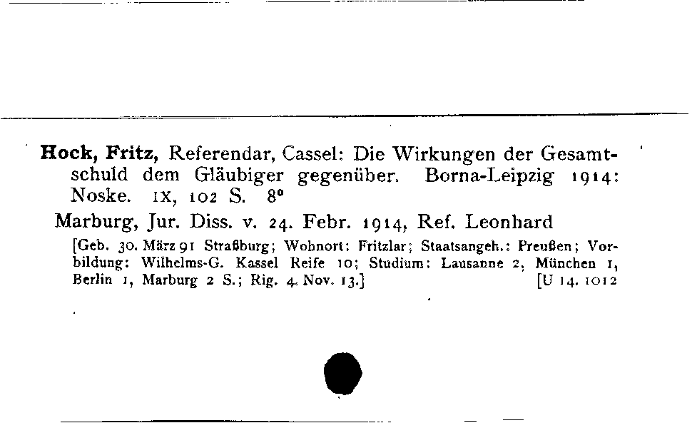 [Katalogkarte Dissertationenkatalog bis 1980]