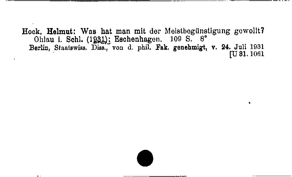 [Katalogkarte Dissertationenkatalog bis 1980]