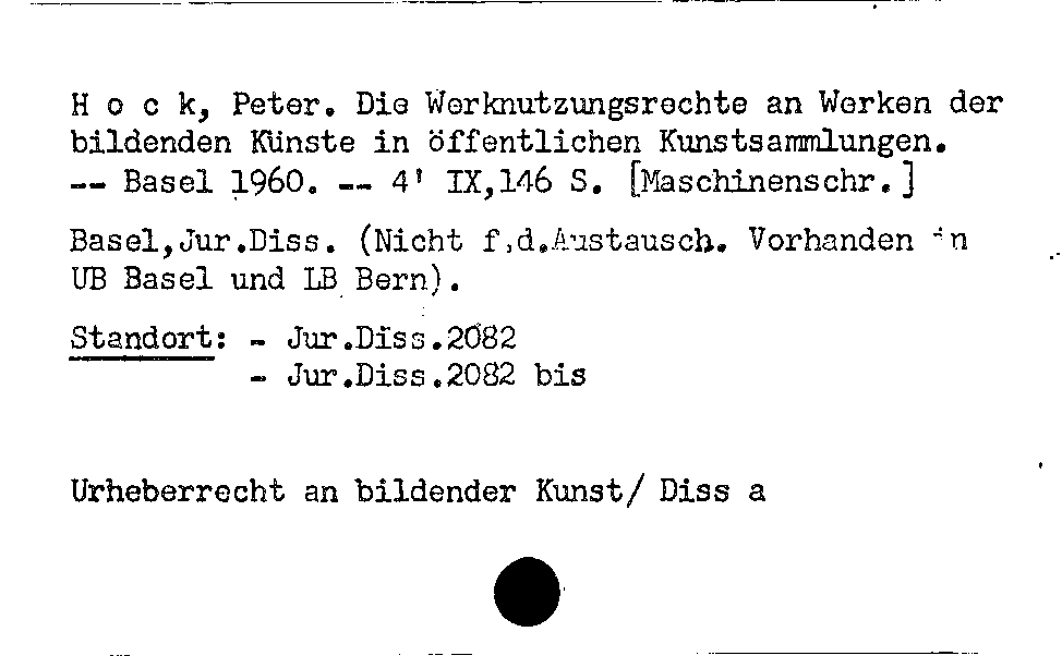 [Katalogkarte Dissertationenkatalog bis 1980]