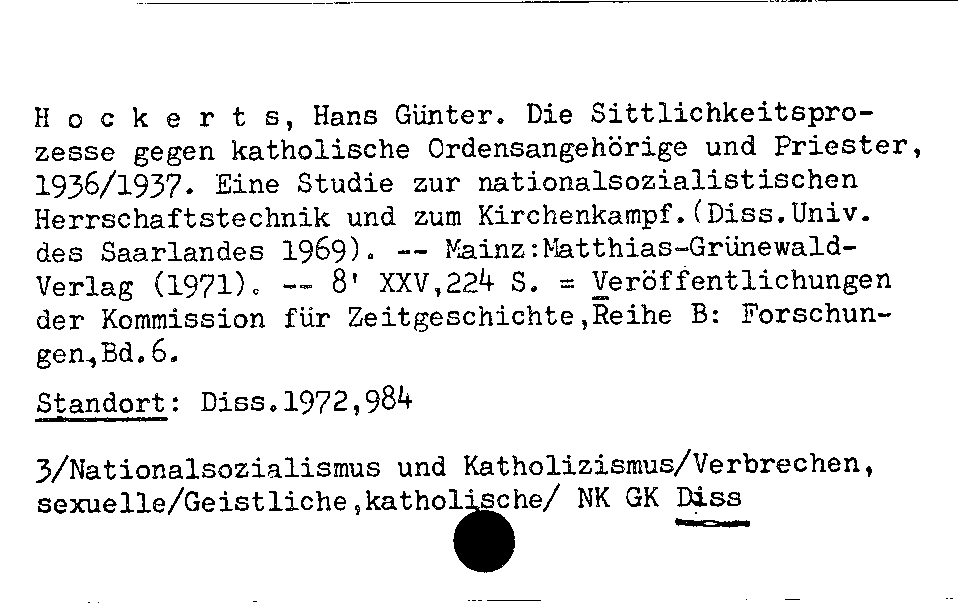 [Katalogkarte Dissertationenkatalog bis 1980]