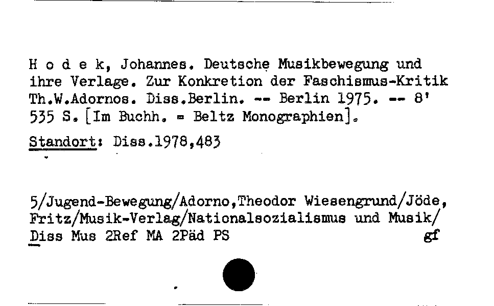 [Katalogkarte Dissertationenkatalog bis 1980]