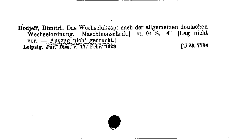 [Katalogkarte Dissertationenkatalog bis 1980]