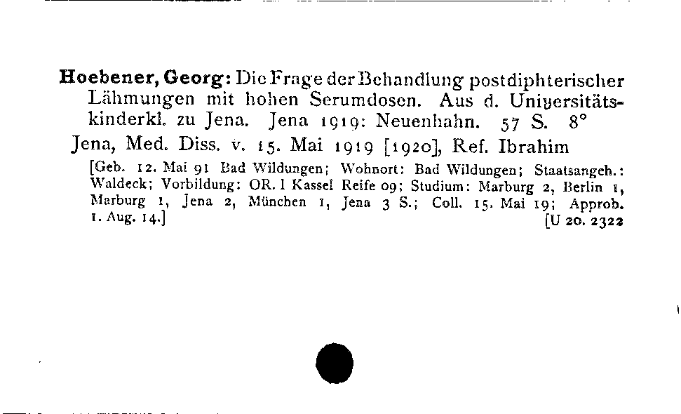 [Katalogkarte Dissertationenkatalog bis 1980]