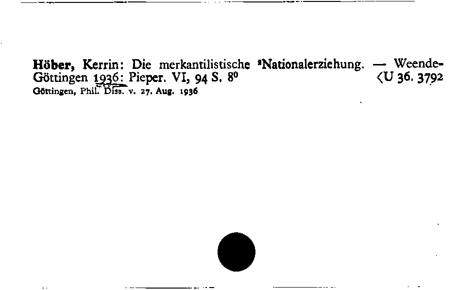 [Katalogkarte Dissertationenkatalog bis 1980]