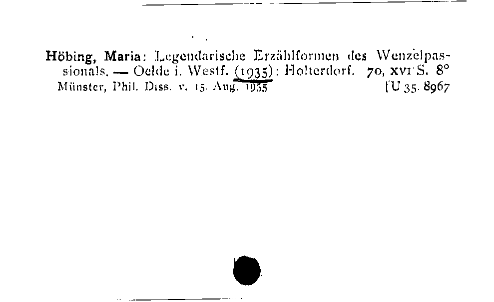 [Katalogkarte Dissertationenkatalog bis 1980]