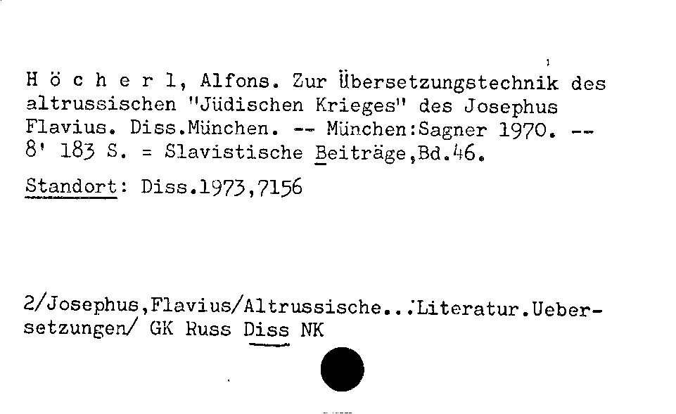 [Katalogkarte Dissertationenkatalog bis 1980]