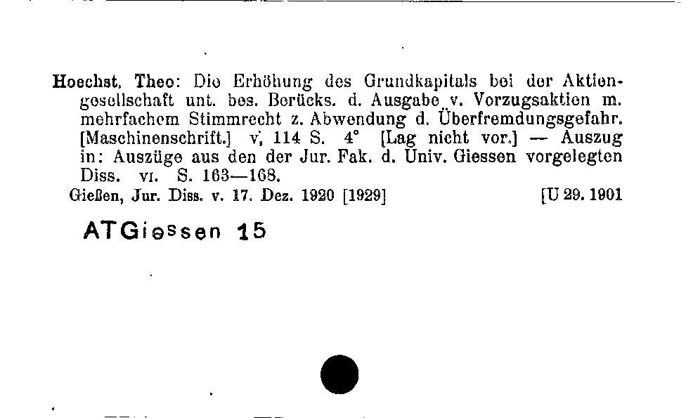 [Katalogkarte Dissertationenkatalog bis 1980]