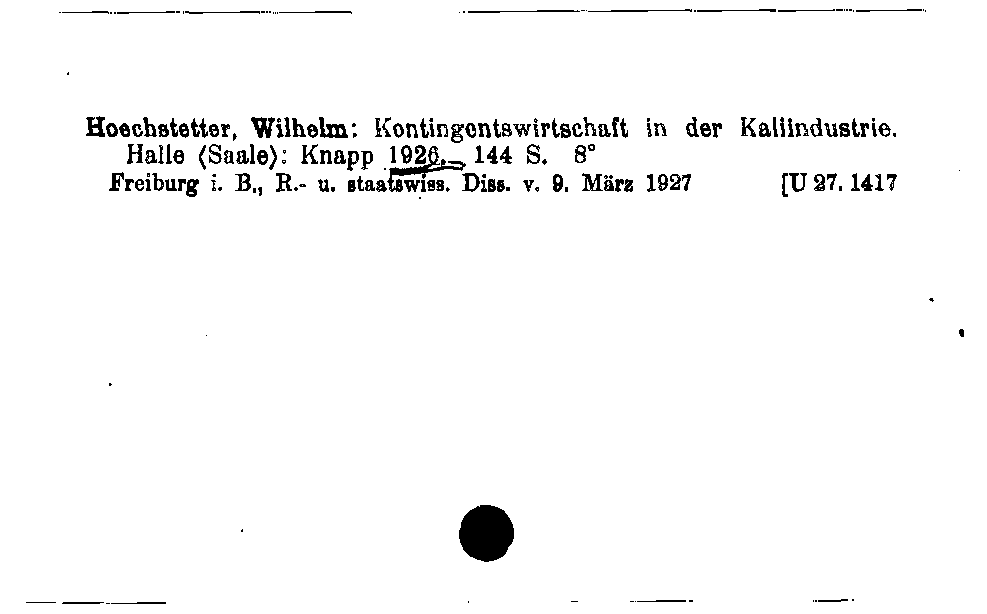 [Katalogkarte Dissertationenkatalog bis 1980]