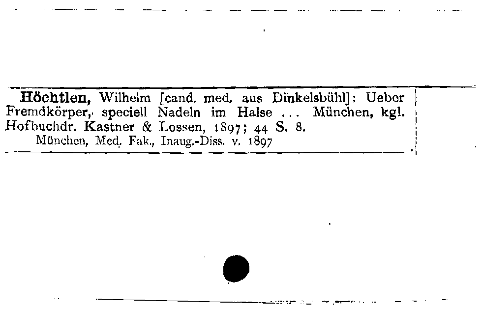 [Katalogkarte Dissertationenkatalog bis 1980]