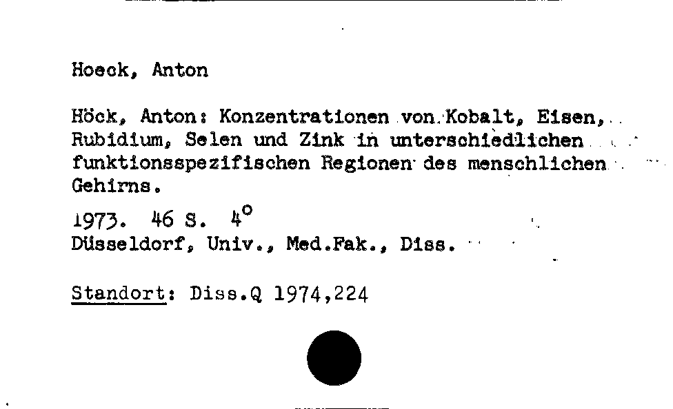 [Katalogkarte Dissertationenkatalog bis 1980]