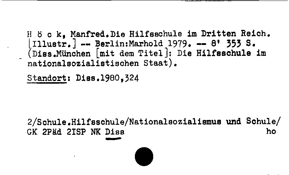 [Katalogkarte Dissertationenkatalog bis 1980]