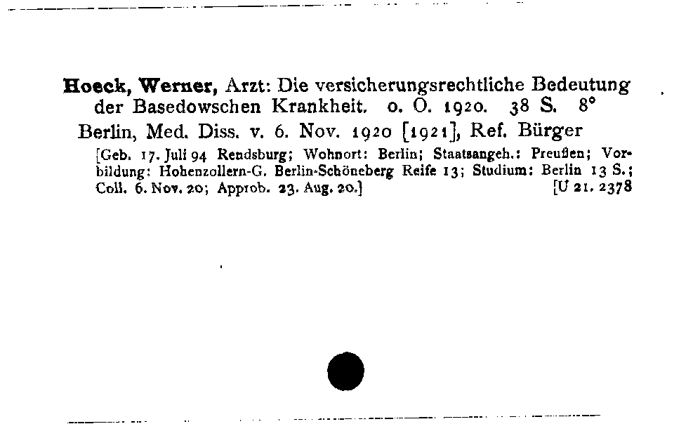 [Katalogkarte Dissertationenkatalog bis 1980]