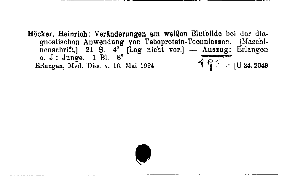 [Katalogkarte Dissertationenkatalog bis 1980]