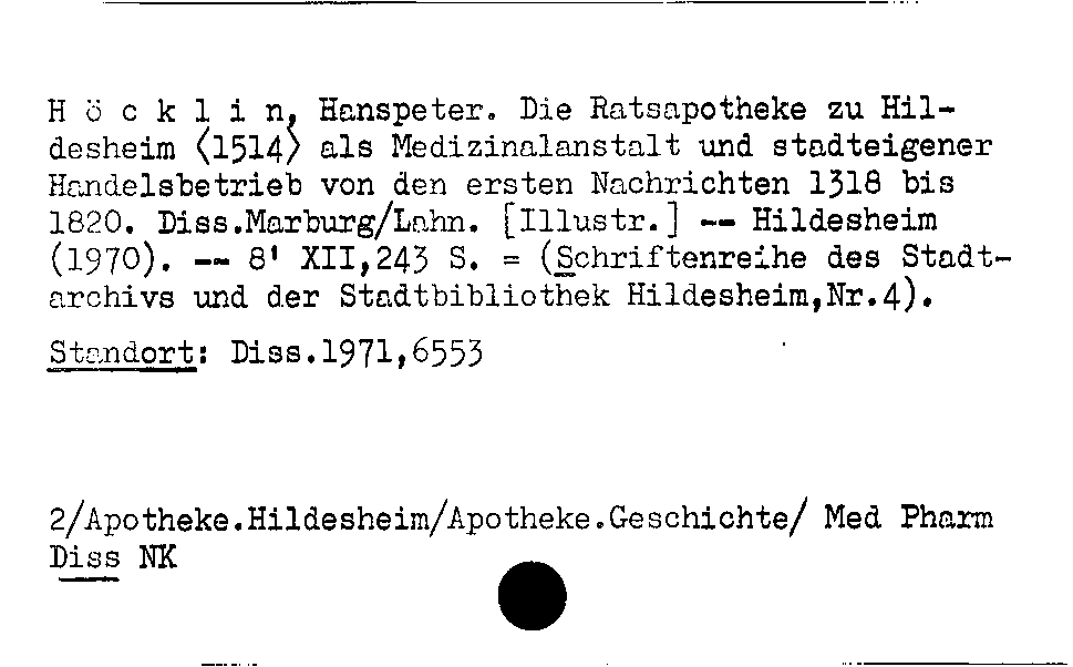 [Katalogkarte Dissertationenkatalog bis 1980]