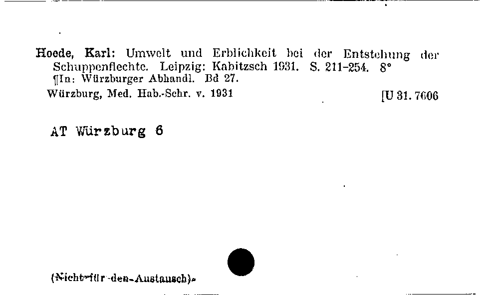 [Katalogkarte Dissertationenkatalog bis 1980]