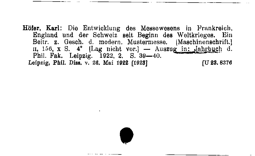 [Katalogkarte Dissertationenkatalog bis 1980]